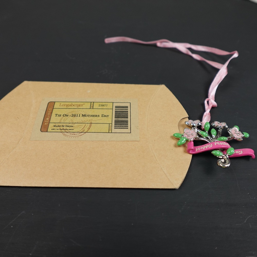 Longaberger 2011 Mother's Day Basket Tie On Enamel Floral Charm 23977 New